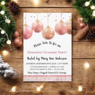 Invitation Parti d'échange d'ornement d'or Rose mignon