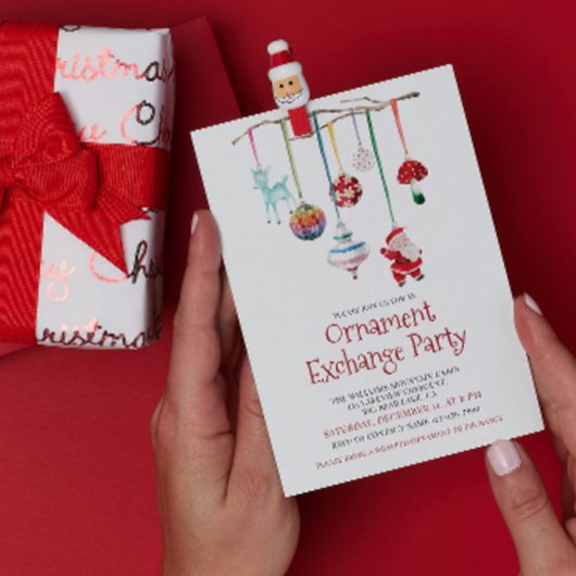 Invitation Parti d'échange d'ornements Kitsch moderne
