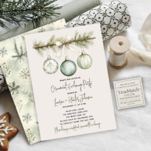 Invitation Parti d'échange ornemental de Noël moderne