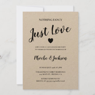 Invitation Parti Décontracté Rustique Kraft Mariage Elopement
