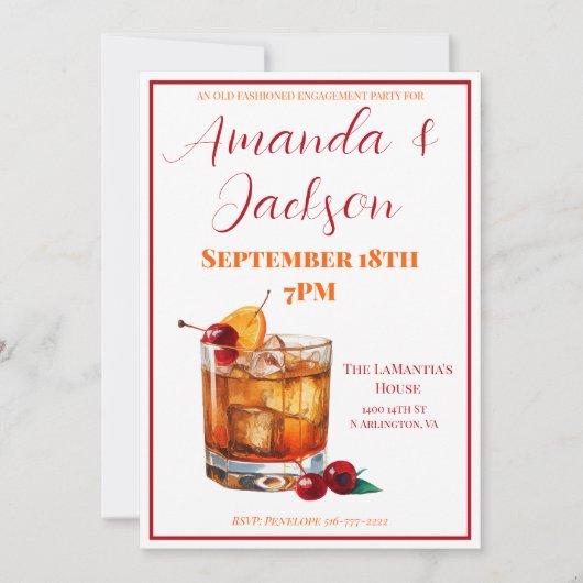 Invitation Parti d'engagement à l'ancienne mode Bourbon (Devant)