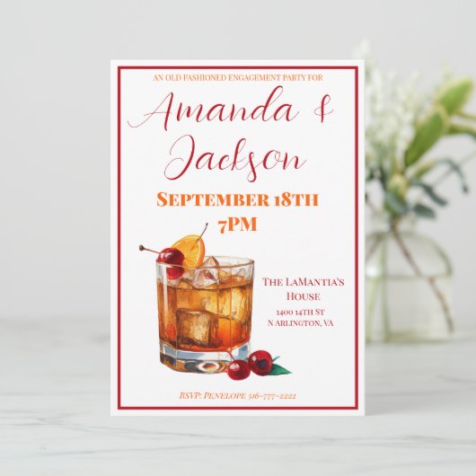 Invitation Parti d'engagement à l'ancienne mode Bourbon (Debout devant)