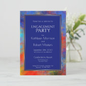 Invitation Parti d'engagement Blue Gold Red Watercolor (Debout devant)