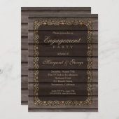 Invitation Parti d'engagement créatif en bois rustique (Devant / Derrière)
