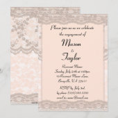 Invitation Parti d'engagement de la dentelle rose Vintage (Devant / Derrière)