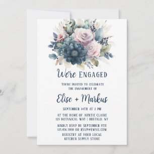 Invitation Parti d'engagement de la Marine Blue Blush Rose Ro