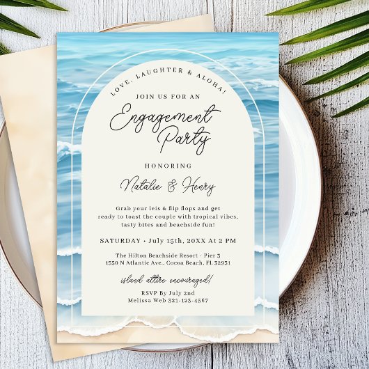 Invitation Parti d'engagement de plage tropicale | Vague océa