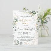 Invitation Parti d'engagement des feuilles de couleur verte e (Debout devant)