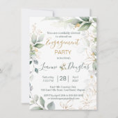 Invitation Parti d'engagement des feuilles de couleur verte e (Devant)