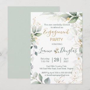 Invitation Parti d'engagement des feuilles de couleur verte e