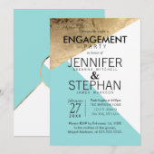 Invitation Parti d'engagement des triangles blancs Gold (Devant / Derrière)