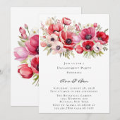 Invitation Parti d'engagement des Tulipes Roses et Rouges (Devant / Derrière)