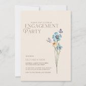 Invitation Parti d'engagement du Mariage Fleur sauvage bleu s (Devant)