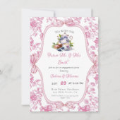 Invitation Parti d'engagement du Tea Party Fleur sauvage rose (Devant)