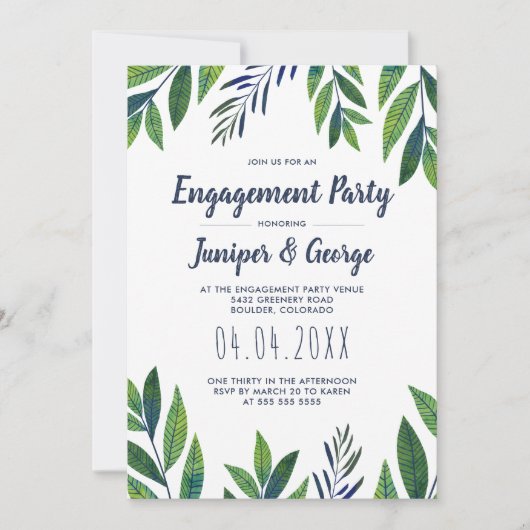Invitation Parti d'engagement Emerald Greenery (Devant)