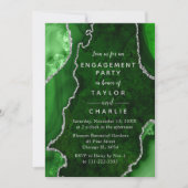 Invitation Parti d'engagement en marbre vert et argent (Devant)