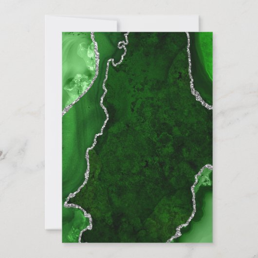 Invitation Parti d'engagement en marbre vert et argent (Dos)