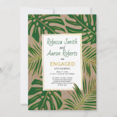 Invitation Parti d'engagement en papier vert tropical feuille (Devant)