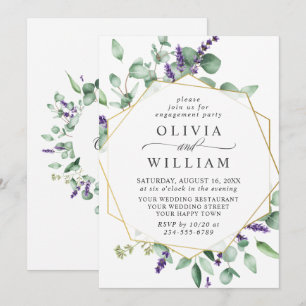 Invitation PARTI D'ENGAGEMENT Eucalyptus Lavender
