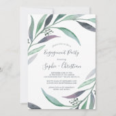 Invitation Parti d'engagement Eucalyptus violet et vert (Devant)