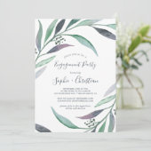 Invitation Parti d'engagement Eucalyptus violet et vert (Debout devant)