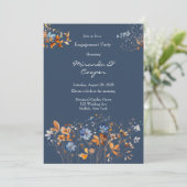 Invitation Parti d'engagement Fleur sauvage bleu et orange (Debout devant)