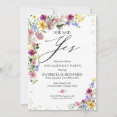 Invitation Parti d'engagement Fleur sauvage Boho (Devant)