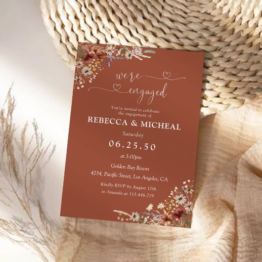 Invitation Parti d'engagement Fleur sauvage minuscule en terr