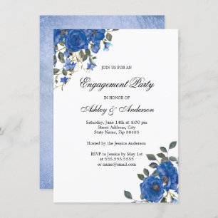 Invitation Parti d'engagement Fleurs bleues de minuit de la m