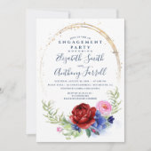 Invitation Parti d'engagement floral Blush de la Marine (Devant)