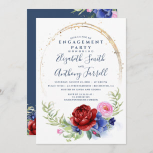 Invitation Parti d'engagement floral Blush de la Marine