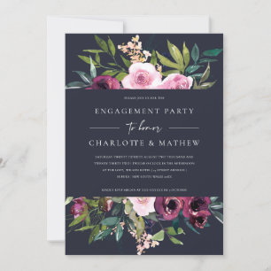 INVITATION PARTI D'ENGAGEMENT FLORAL BURGUNDY BURGUNDY DE MAR