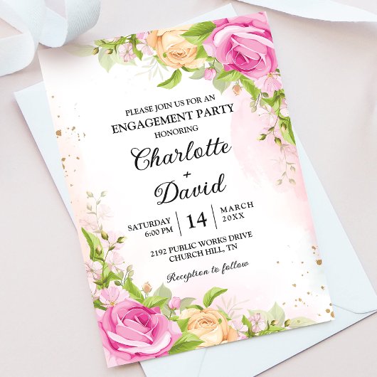 Invitation Parti d'engagement floral chic moderne