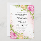 Invitation Parti d'engagement floral chic moderne (Devant)