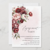 Invitation Parti d'engagement floral de Burgundy moderne (Devant)