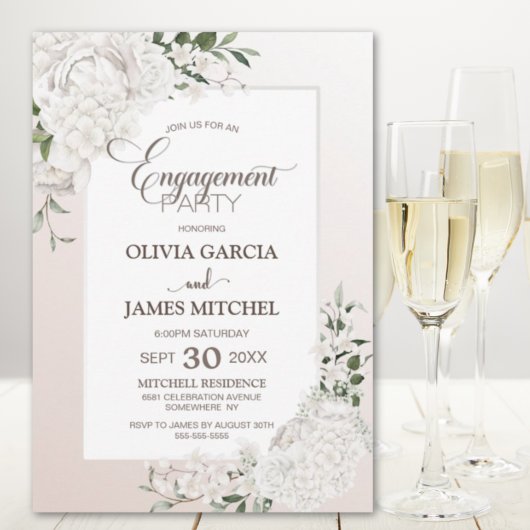 Invitation Parti d'engagement floral de Rustic White