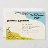 Invitation Parti d'engagement floral décoratif des années 70 (Devant)