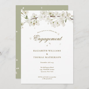 Invitation Parti d'engagement floral en fleurs blanches