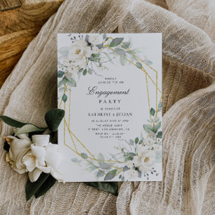 Invitation parti d'engagement floral eucalyptus