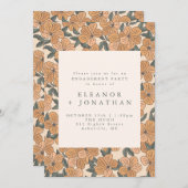 Invitation Parti d'engagement floral Jaune Boho moderne (Devant / Derrière)