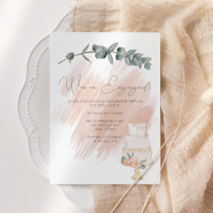 Invitation Parti d'engagement floral moderne Boho rose Élégan