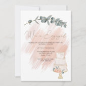 Invitation Parti d'engagement floral moderne Boho rose Élégan (Devant)