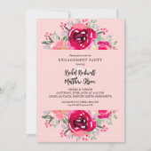 Invitation Parti d'engagement floral rose chic (Devant)