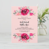 Invitation Parti d'engagement floral rose chic (Debout devant)