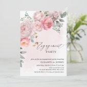 Invitation Parti d'engagement floral rose rose élégant modern (Debout devant)