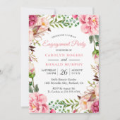 Invitation Parti d'engagement floral rose rose rose moderne (Devant)