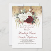 Invitation Parti d'engagement Floral Rouge Blanc et Bourgogne (Devant)