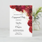 Invitation Parti d'engagement Floral Rouge Et Or (Debout devant)