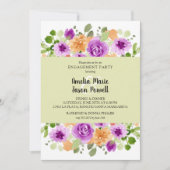 Invitation Parti d'engagement floral violet chic (Devant)