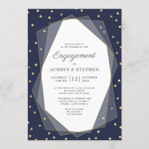 Invitation Parti d'engagement géométrique Confetti Gold de la